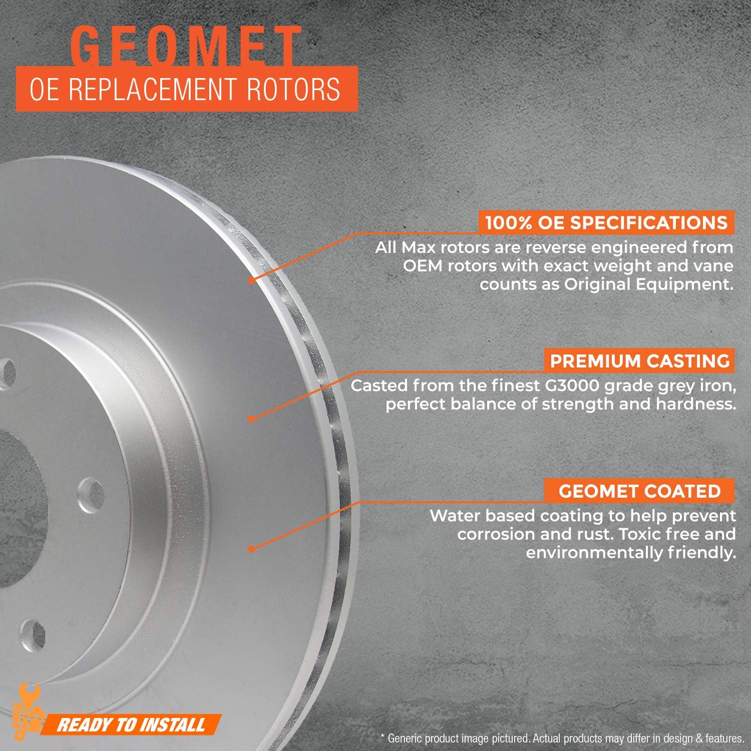 Max Brakes Geomet OE Rotors with Carbon Ceramic Pads L3224