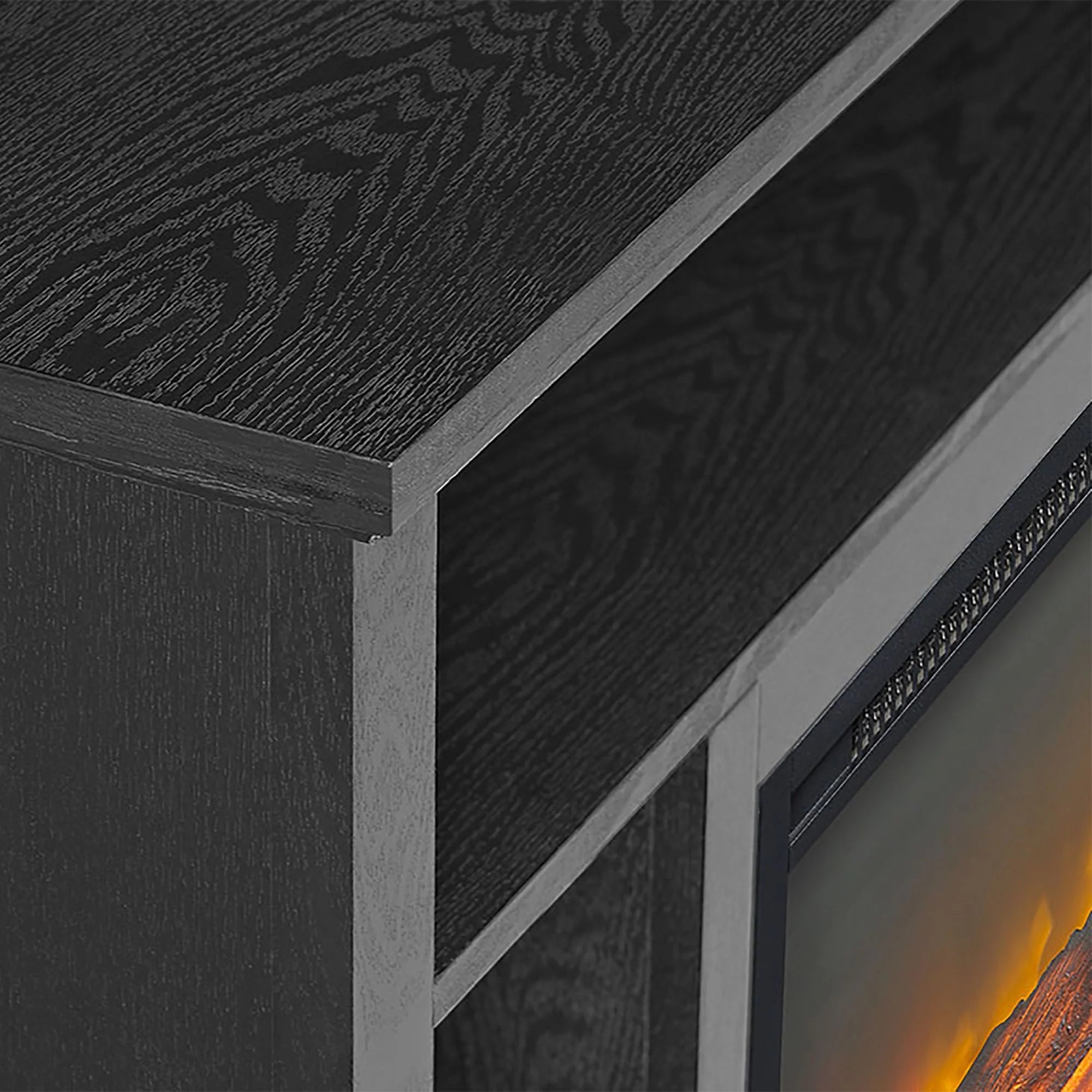 Black Tall Corner Fireplace TV Stand J7608