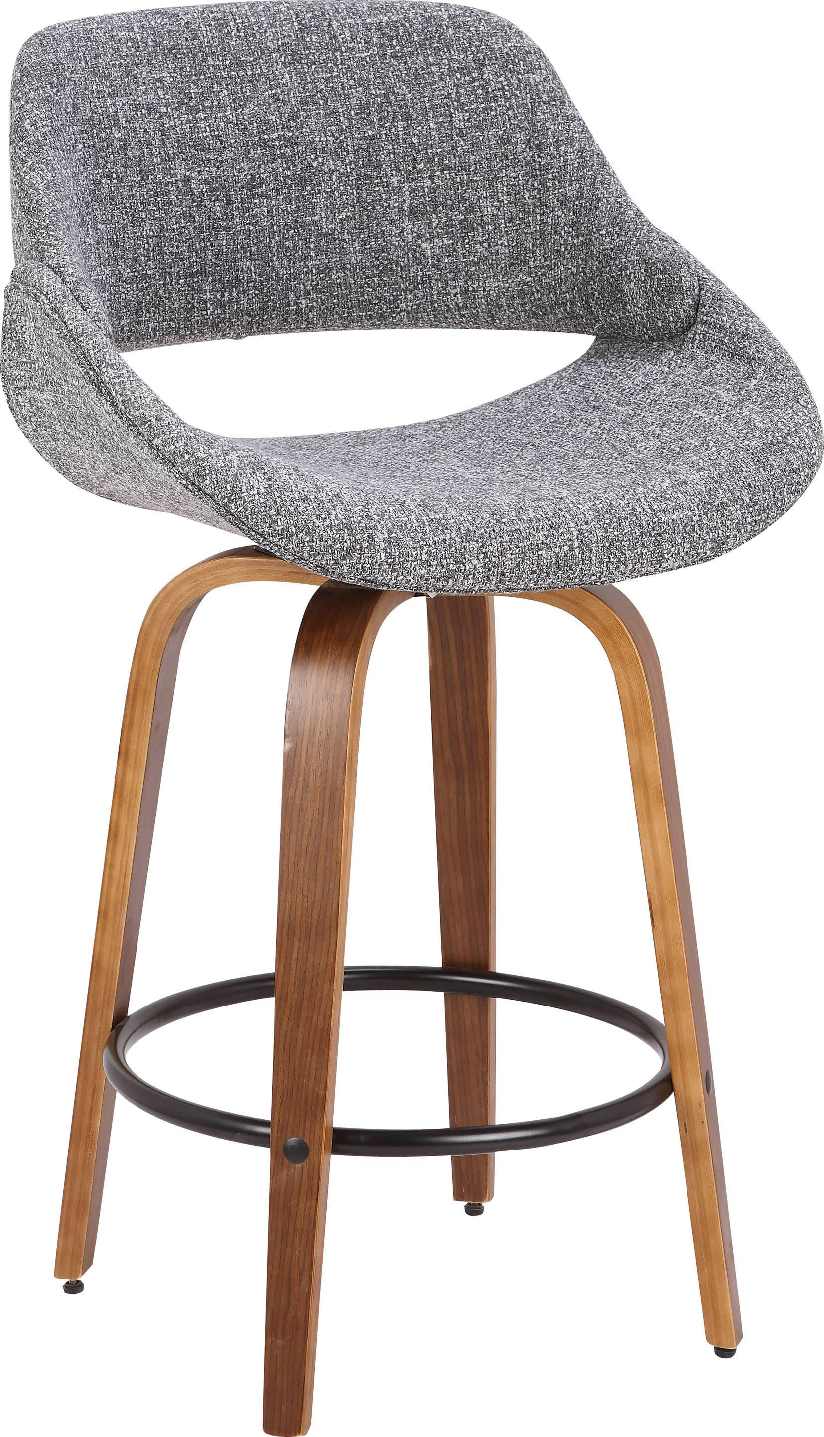Walnut and Grey Noise Fabric Counter Stool L88604