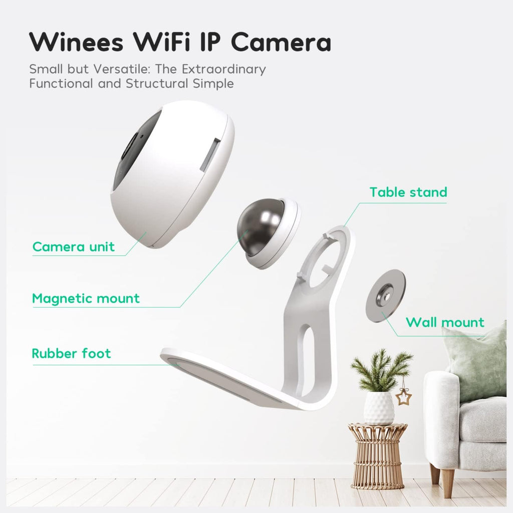 Indoor Security Camera Baby Monitor Wi-Fi Smart Home Camera 1080P HD Motion Detection 2-Way Audio Night Vision Pack of 2 N8943