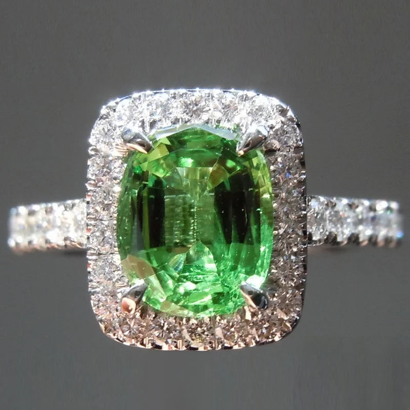 14K White Gold Halo Engagement Ring with Natural Diamond E187