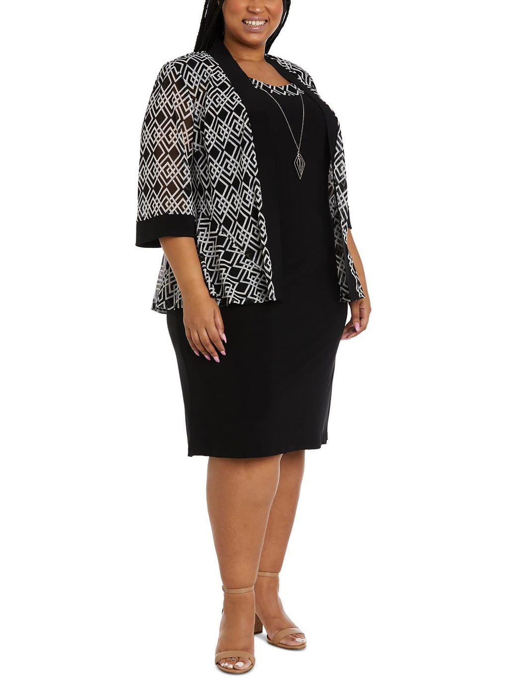Plus Size Work Midi Shift Dress M5009