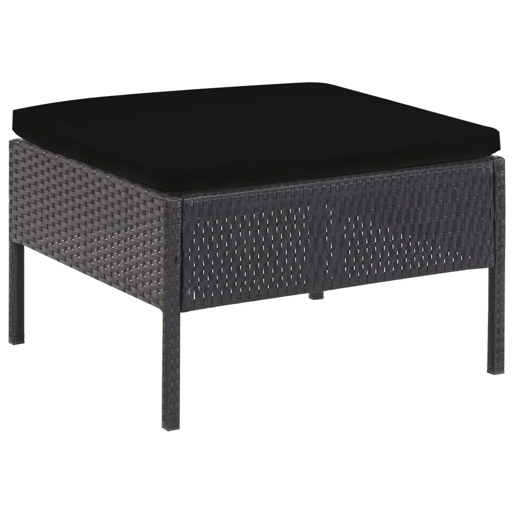 5 Piece Patio Sofa Set with Cushions Poly Rattan Black U983162