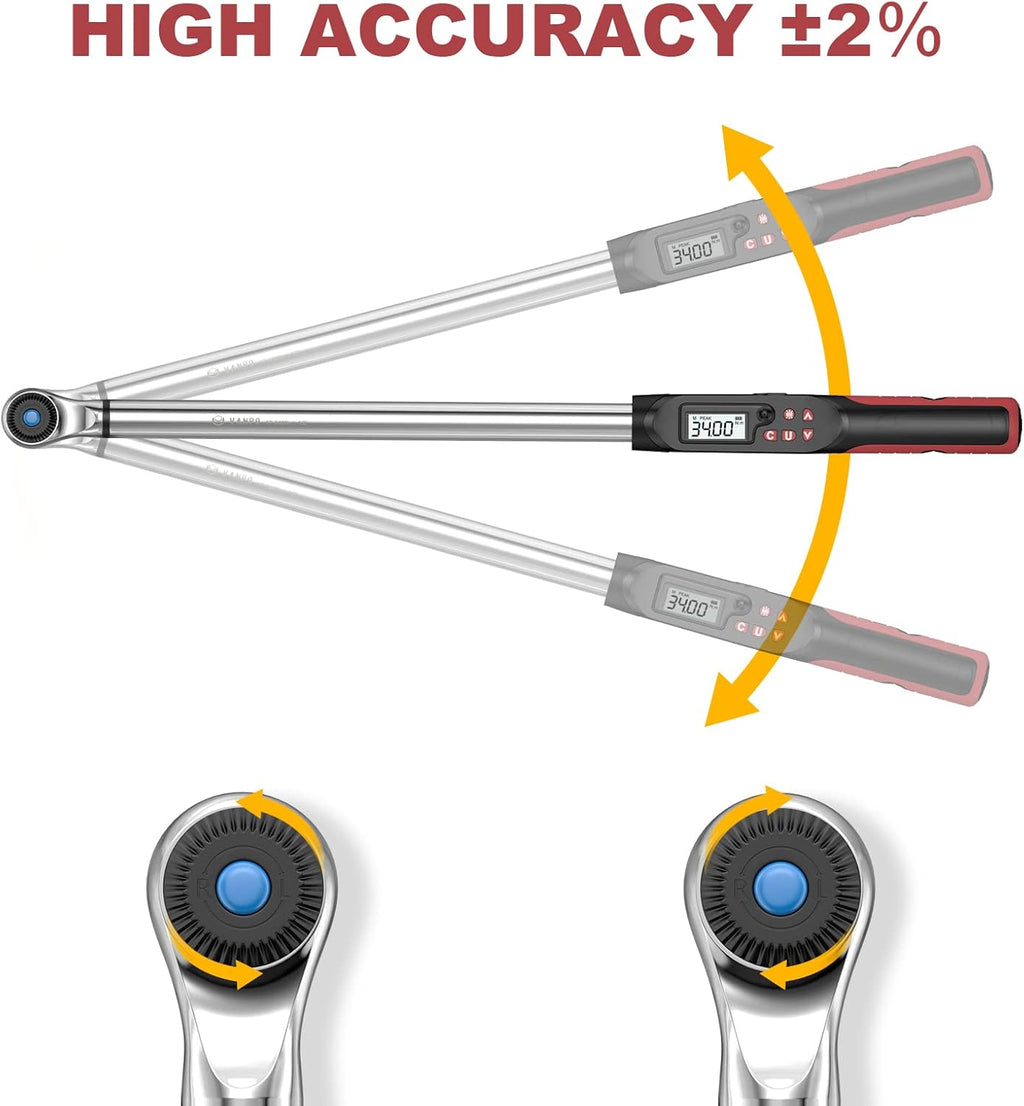 1/2-Inch Drive Digital Torque Wrench Set with Buzzer & LED Indicator R701906