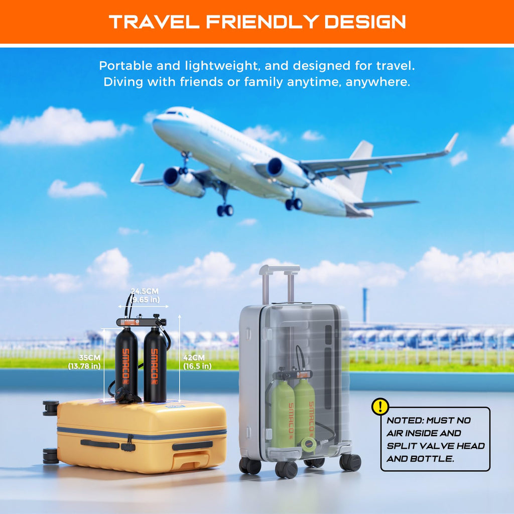 Mini Scuba Diving Tank 1.9L Double Scuba Tank Reusable Small Pony Bottle with 30-45 Mins Portable Twin Diving Air Tank Kit Diving Oxygen Cylinder U941048