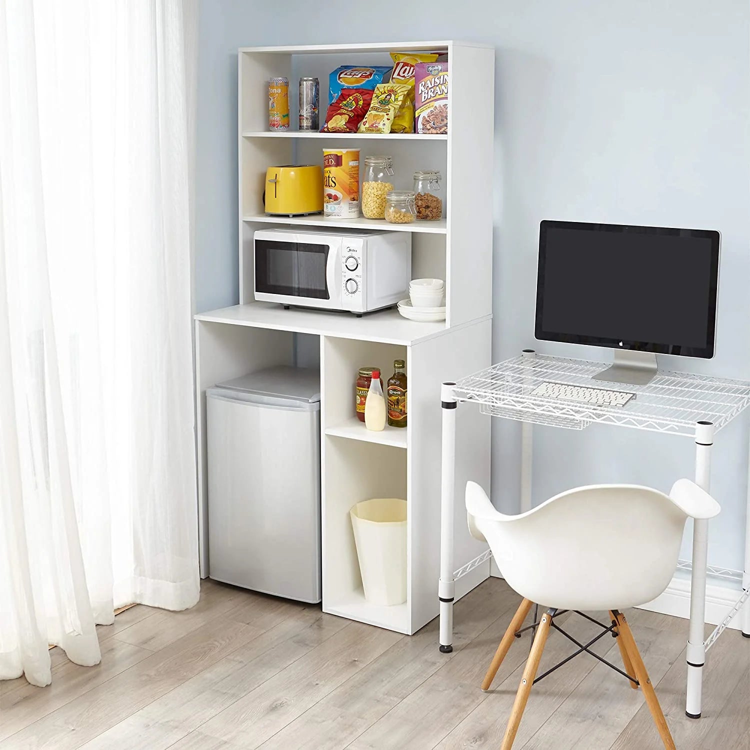 White Mini Fridge Dorm Station with Top E6109
