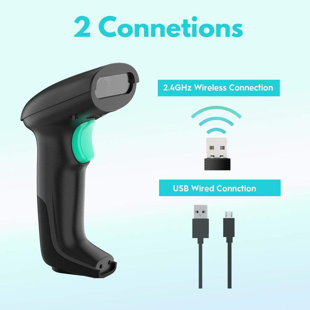 Wireless 2D Barcode Scanner with Stand, USB Cordless Bar Code Reader A70686