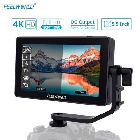 5.5 inch On-Camera Field Monitor Kit with Sunshade Tilt Arm Support 4K HD Input & Output G3945