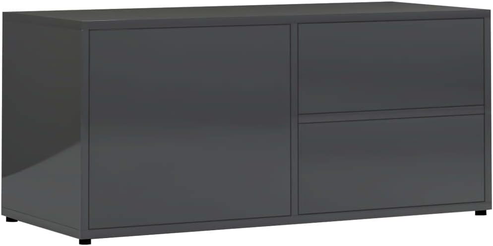 Gray Chipboard TV Cabinet with Drawer Q490