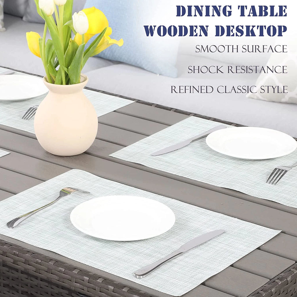 7 Piece Outdoor Dining Sectional Sofa with Dining Table and Chair Z24381