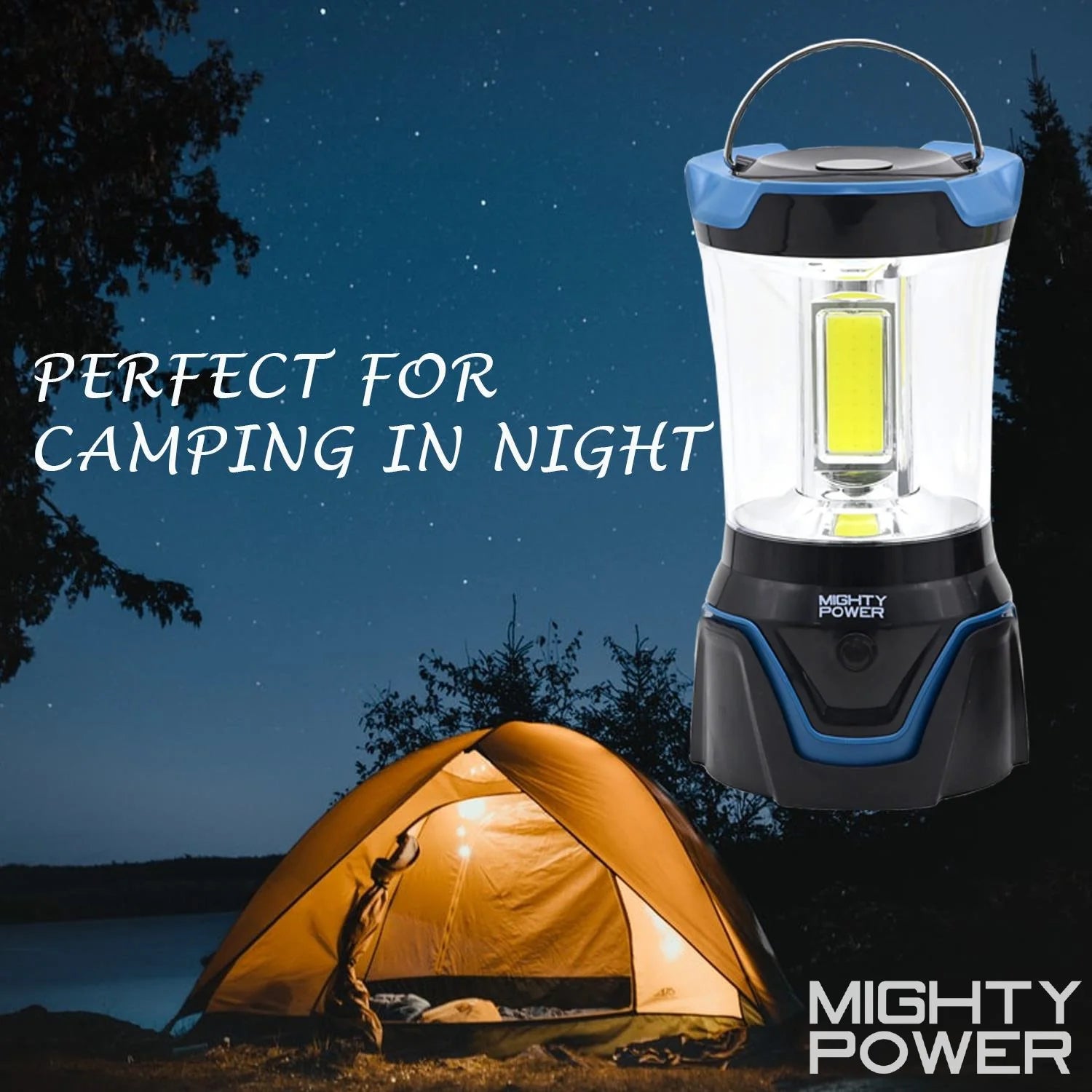 Blue COB LED Camping Lantern, 1500 Lumens R717913