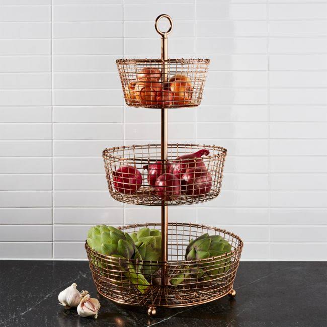 3-Tier Copper Fruit Basket Y6792