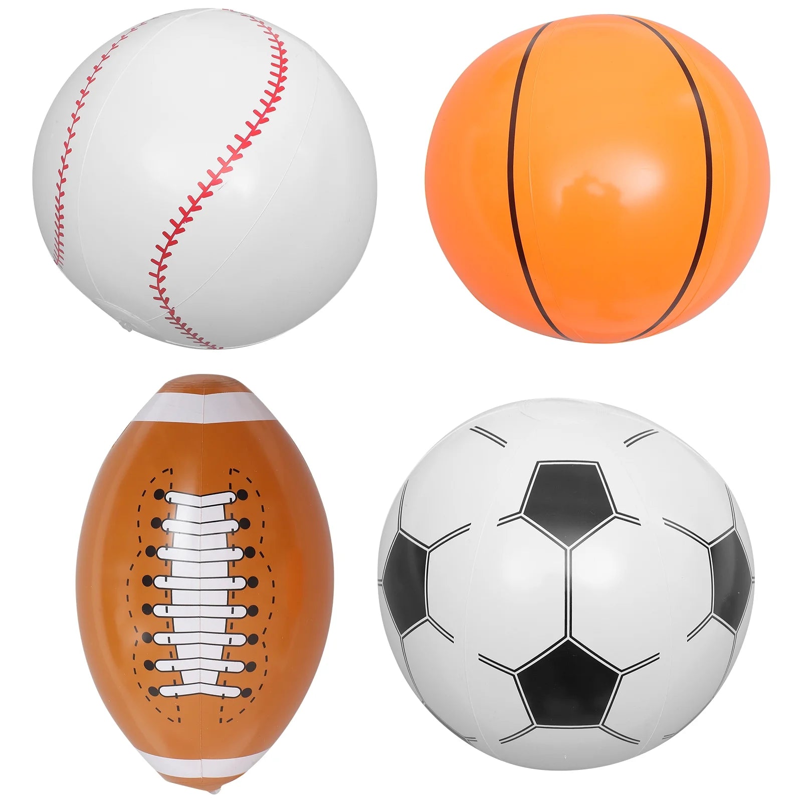 4pcs Inflatable Ball Beach Ball Soccer Basketball Baseball N18501