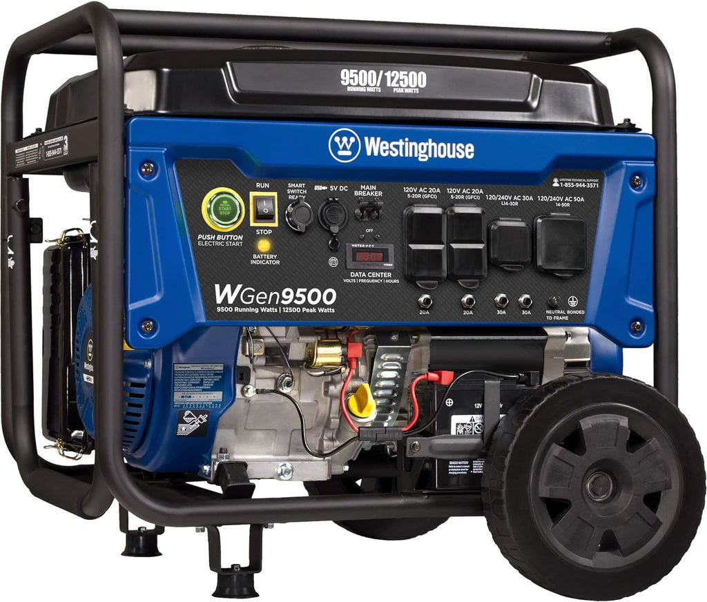 Dual Fuel Portable Generator 9500 Rated Watts 12500 Peak Watts Electric Start V628