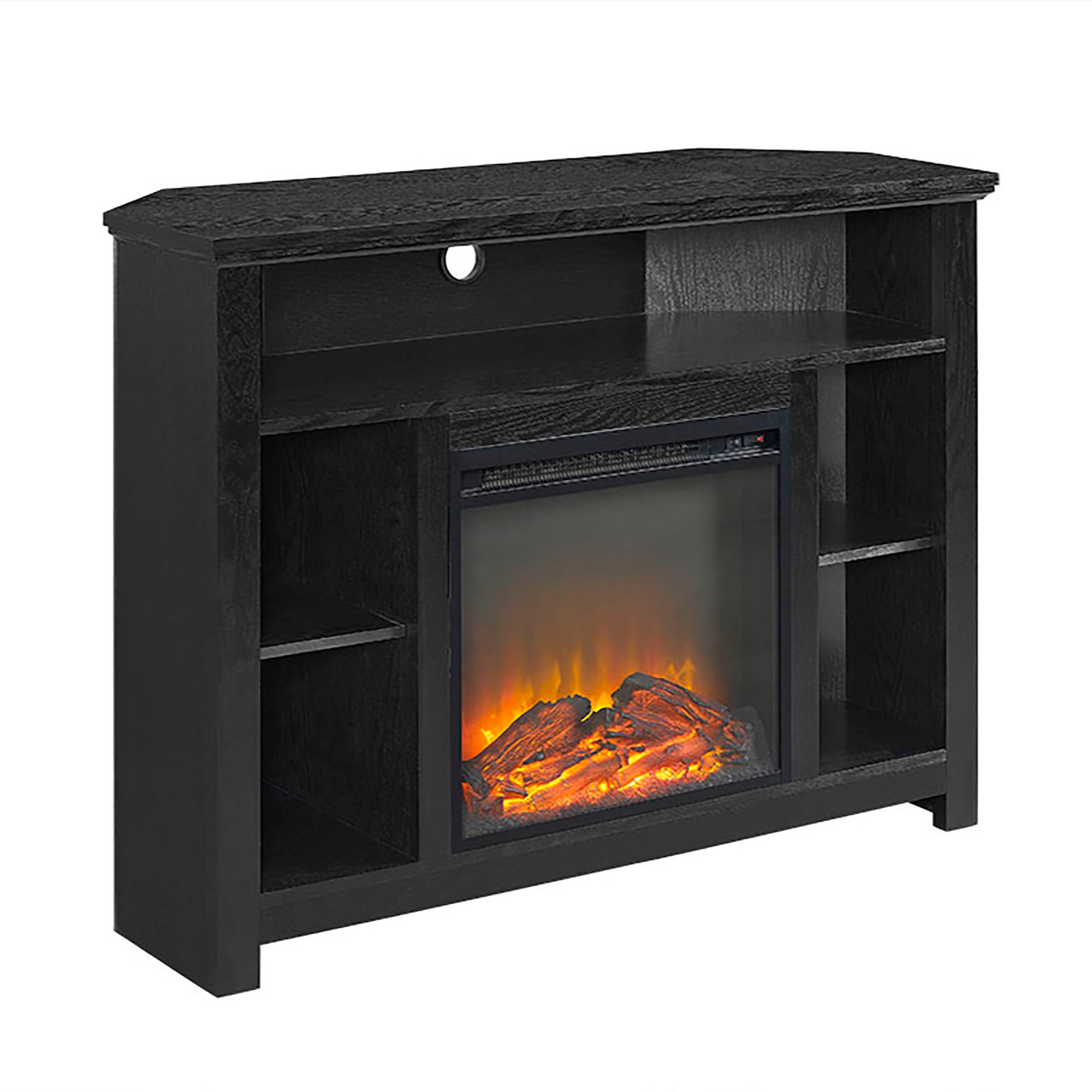 Black Tall Corner Fireplace TV Stand J7608