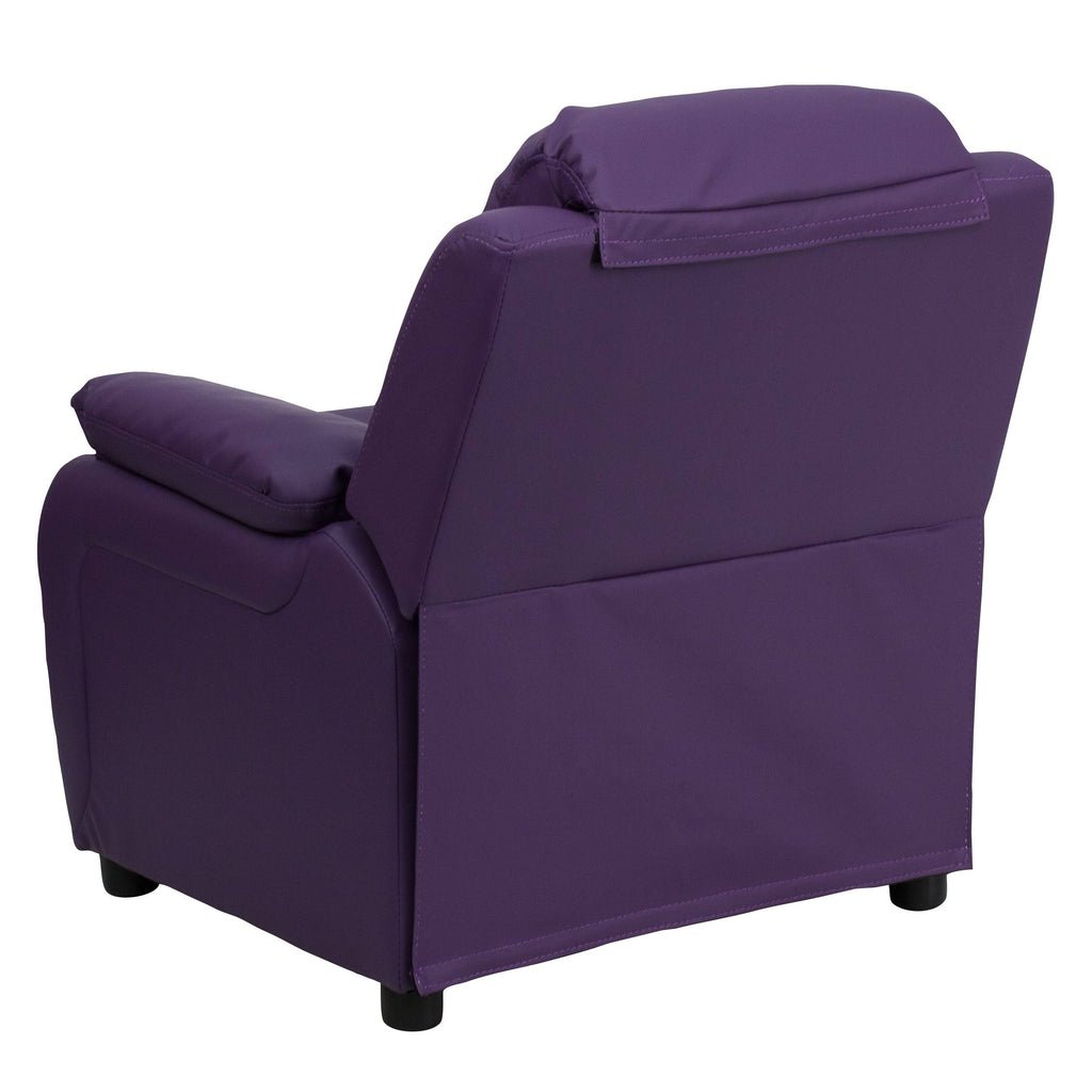 Orange Vinyl Kids Recliner with Storage Arms D57190