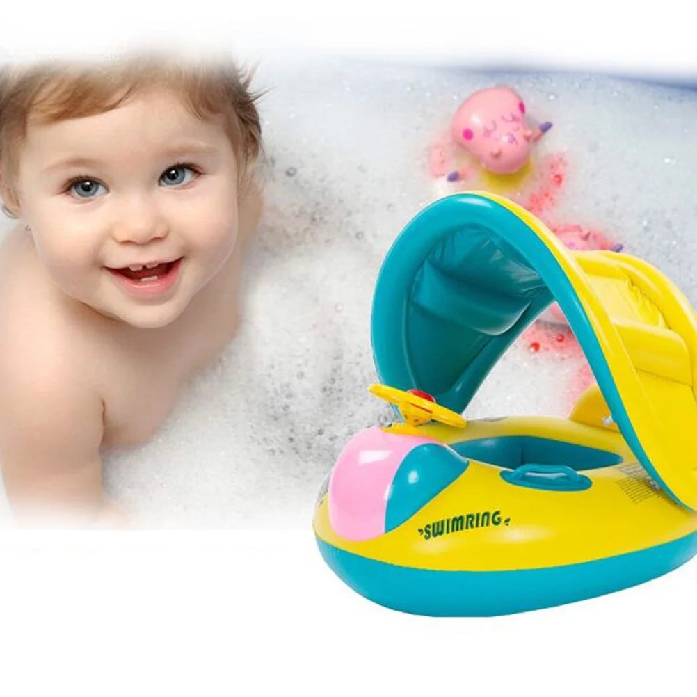 Inflatable Swimming Ring Baby Pool Float with Canopy Sunshade Roof F698